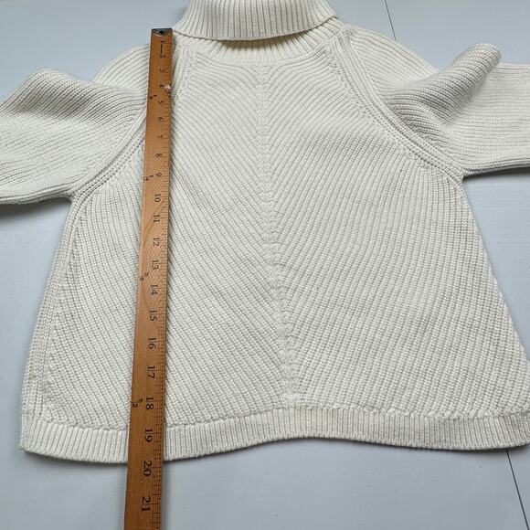 Maeve Anthropologie Sweater Womens Medium Cream Wool Ribbed Neutral Minimalist - Picture 11 of 13